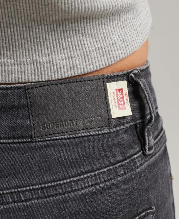Superdry femmes jean skinny taille haute en coton bio D64Z3889 vêtements noir