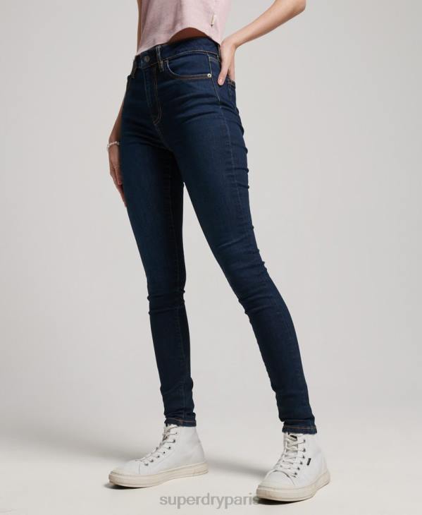 Superdry femmes jean skinny taille haute en coton bio D64Z3891 vêtements bleu foncé
