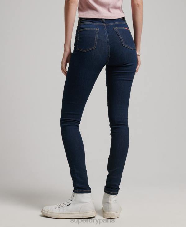 Superdry femmes jean skinny taille haute en coton bio D64Z3891 vêtements bleu foncé