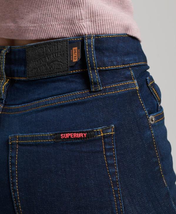 Superdry femmes jean skinny taille haute en coton bio D64Z3891 vêtements bleu foncé