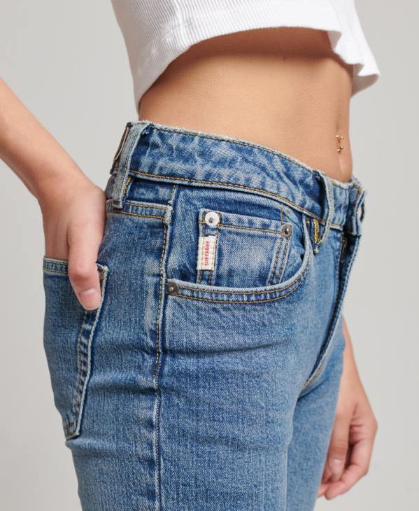 Superdry femmes jean slim flare taille mi-haute en coton bio D64Z3872 vêtements bleu foncé