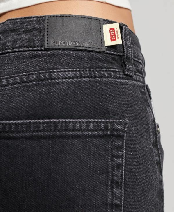 Superdry femmes jean slim flare taille mi-haute en coton bio D64Z3876 vêtements noir