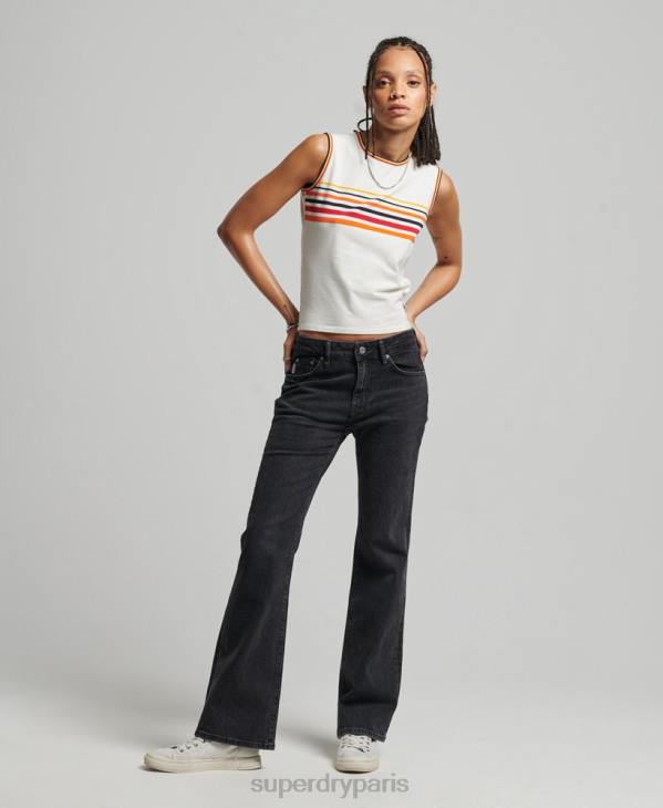 Superdry femmes jean slim flare taille mi-haute en coton bio D64Z3876 vêtements noir