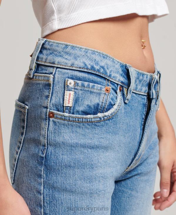 Superdry femmes jean slim flare taille mi-haute en coton bio D64Z3887 vêtements bleu