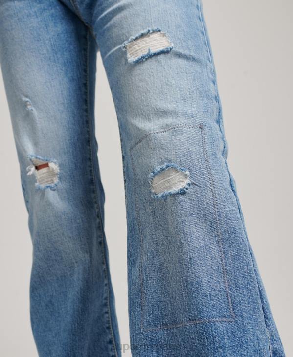 Superdry femmes jean slim flare taille mi-haute en coton bio D64Z3887 vêtements bleu