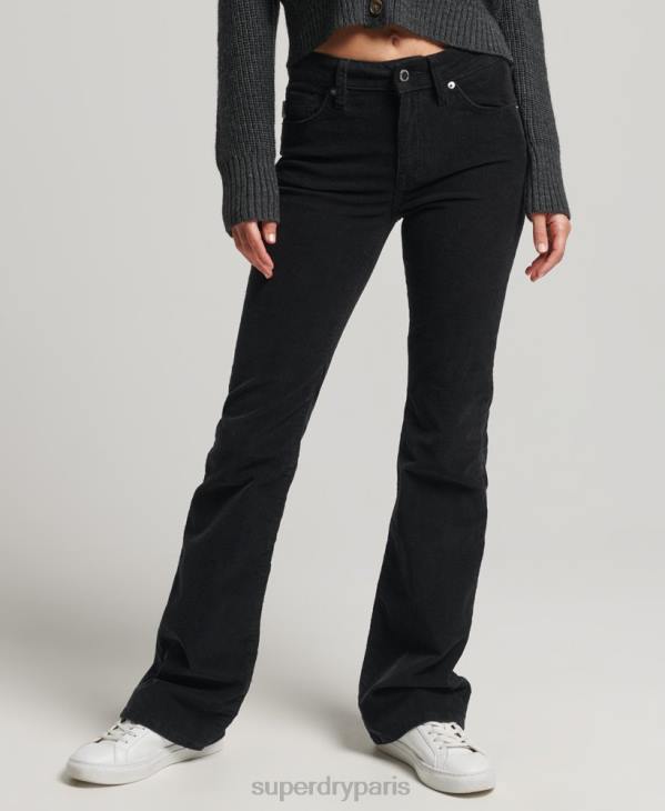 Superdry femmes jean slim évasé à taille mi-haute D64Z2311 vêtements noir