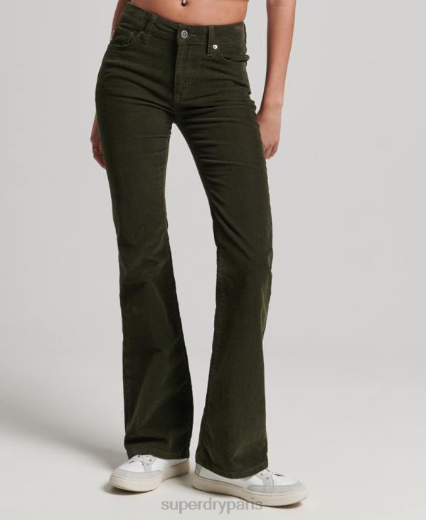 Superdry femmes jean slim évasé à taille mi-haute D64Z2580 vêtements vert