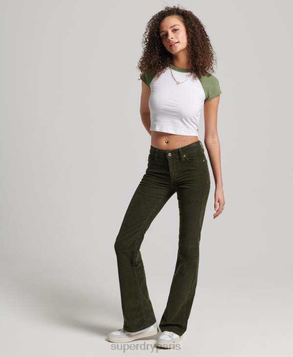 Superdry femmes jean slim évasé à taille mi-haute D64Z2580 vêtements vert