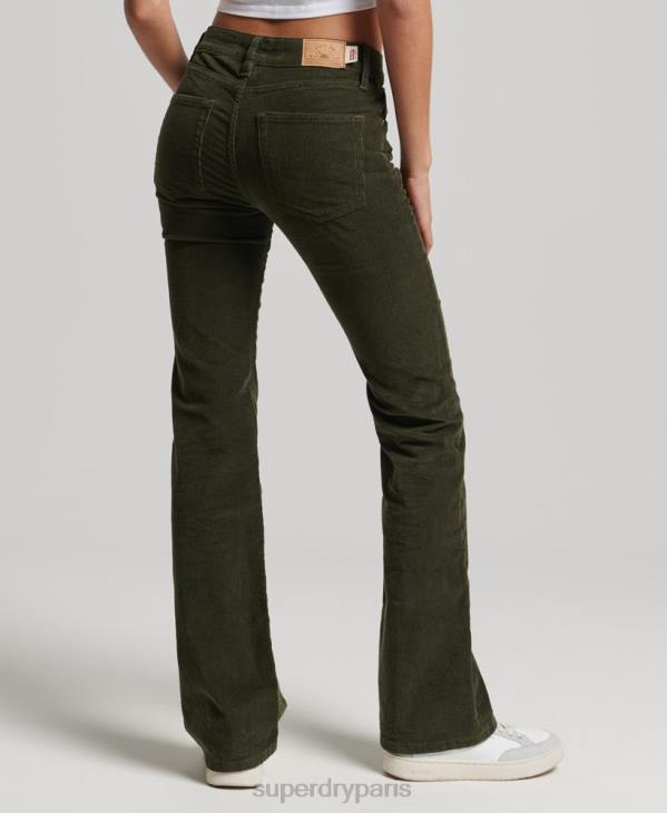 Superdry femmes jean slim évasé à taille mi-haute D64Z2580 vêtements vert