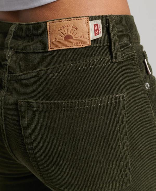 Superdry femmes jean slim évasé à taille mi-haute D64Z2580 vêtements vert