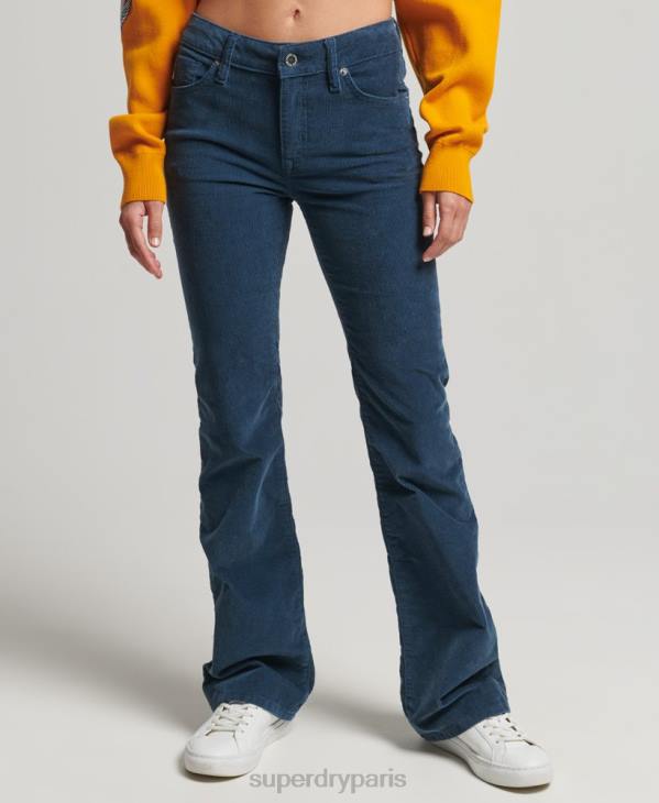 Superdry femmes jean slim évasé à taille mi-haute D64Z2582 vêtements marine