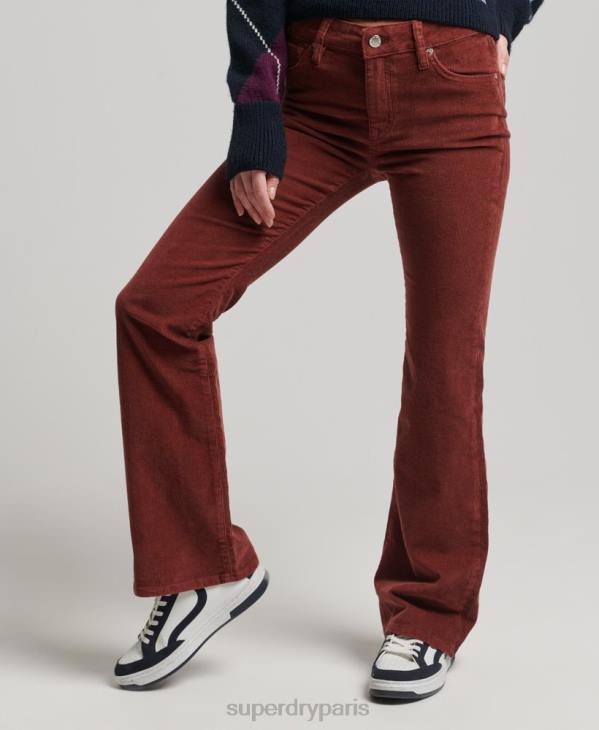 Superdry femmes jean slim évasé à taille mi-haute D64Z2598 vêtements rouge