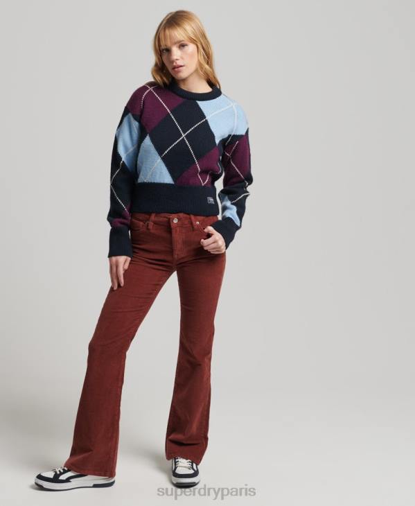 Superdry femmes jean slim évasé à taille mi-haute D64Z2598 vêtements rouge