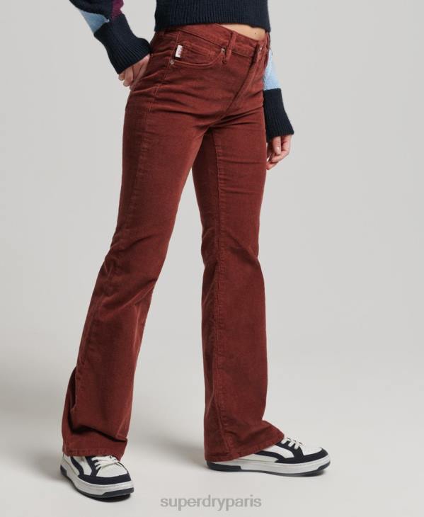 Superdry femmes jean slim évasé à taille mi-haute D64Z2598 vêtements rouge