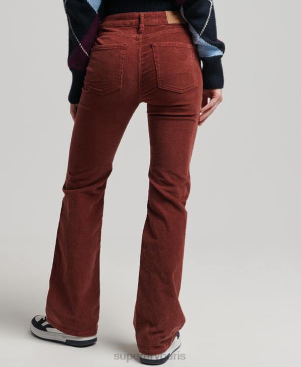 Superdry femmes jean slim évasé à taille mi-haute D64Z2598 vêtements rouge