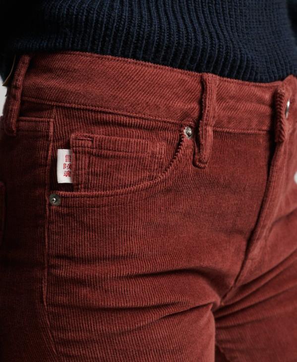 Superdry femmes jean slim évasé à taille mi-haute D64Z2598 vêtements rouge