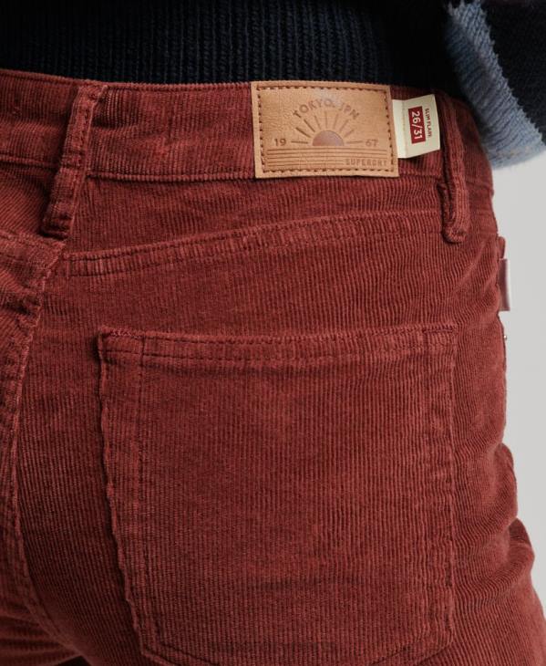 Superdry femmes jean slim évasé à taille mi-haute D64Z2598 vêtements rouge