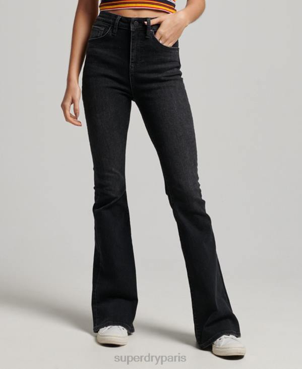 Superdry femmes jean évasé skinny taille haute en coton bio D64Z3867 vêtements gris foncé