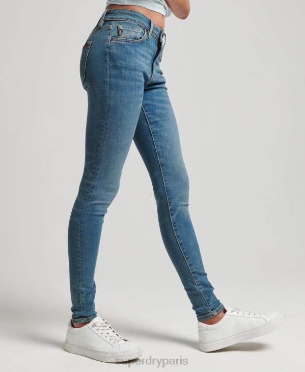 Superdry femmes jean vintage skinny taille mi-haute en coton bio D64Z3865 vêtements bleu