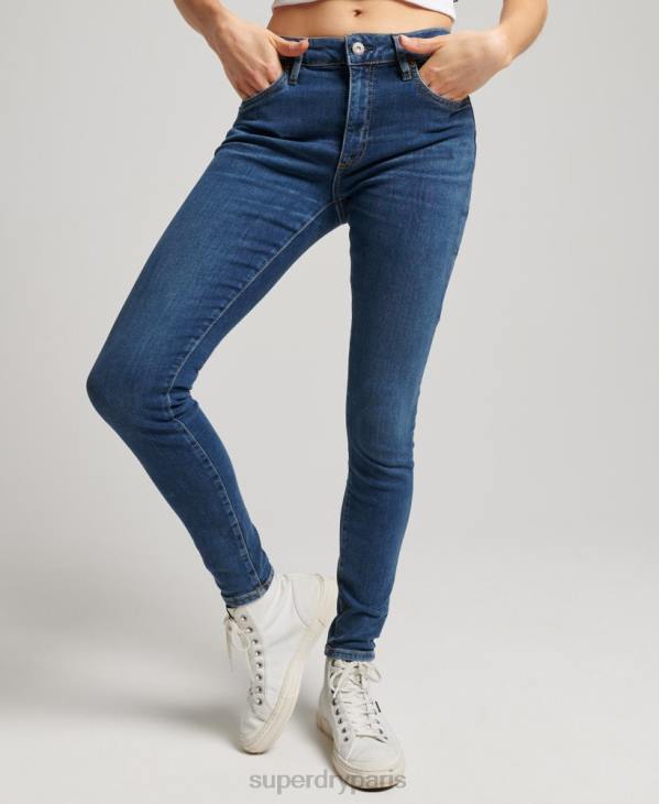 Superdry femmes jean vintage skinny taille mi-haute en coton bio D64Z3874 vêtements bleu foncé