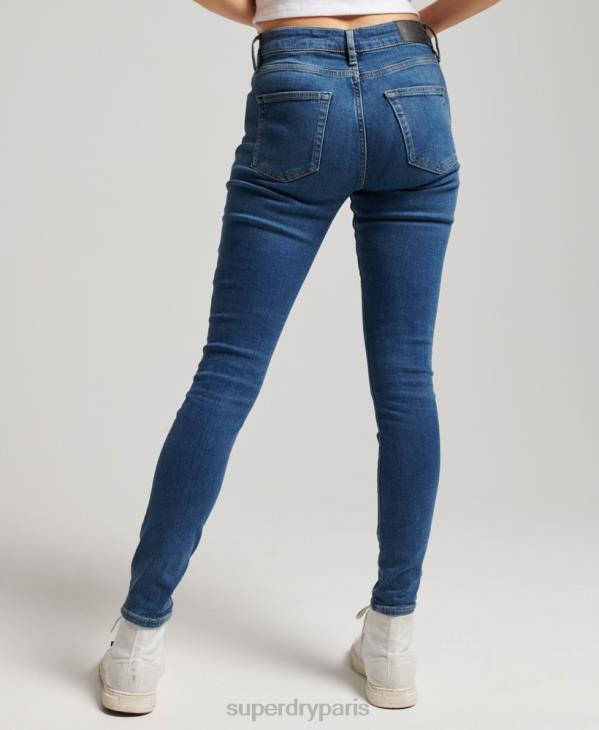 Superdry femmes jean vintage skinny taille mi-haute en coton bio D64Z3874 vêtements bleu foncé