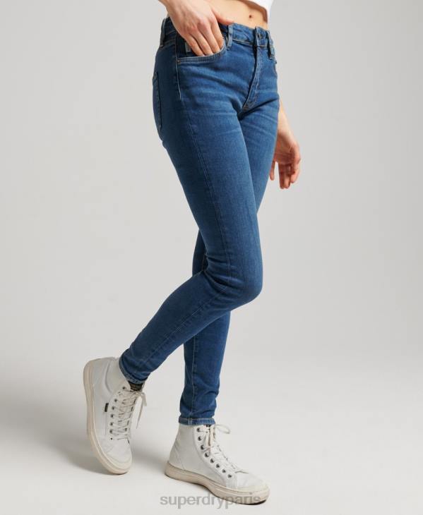 Superdry femmes jean vintage skinny taille mi-haute en coton bio D64Z3874 vêtements bleu foncé