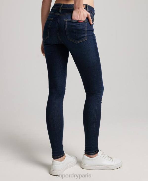Superdry femmes jean vintage skinny taille mi-haute en coton bio D64Z3877 vêtements bleu foncé