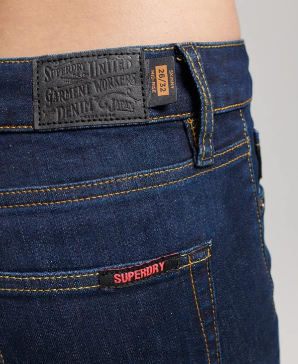 Superdry femmes jean vintage skinny taille mi-haute en coton bio D64Z3877 vêtements bleu foncé
