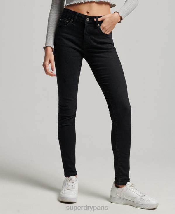Superdry femmes jean vintage skinny taille mi-haute en coton bio D64Z3882 vêtements noir