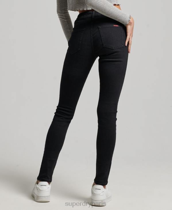 Superdry femmes jean vintage skinny taille mi-haute en coton bio D64Z3882 vêtements noir