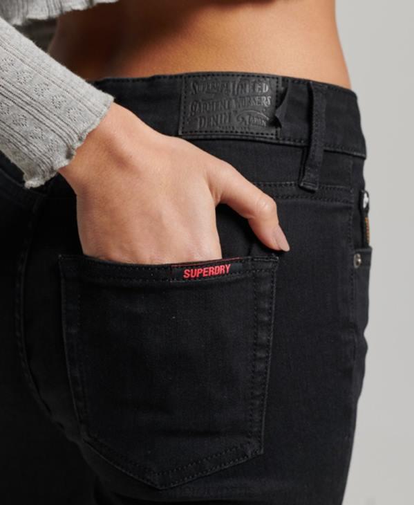 Superdry femmes jean vintage skinny taille mi-haute en coton bio D64Z3882 vêtements noir