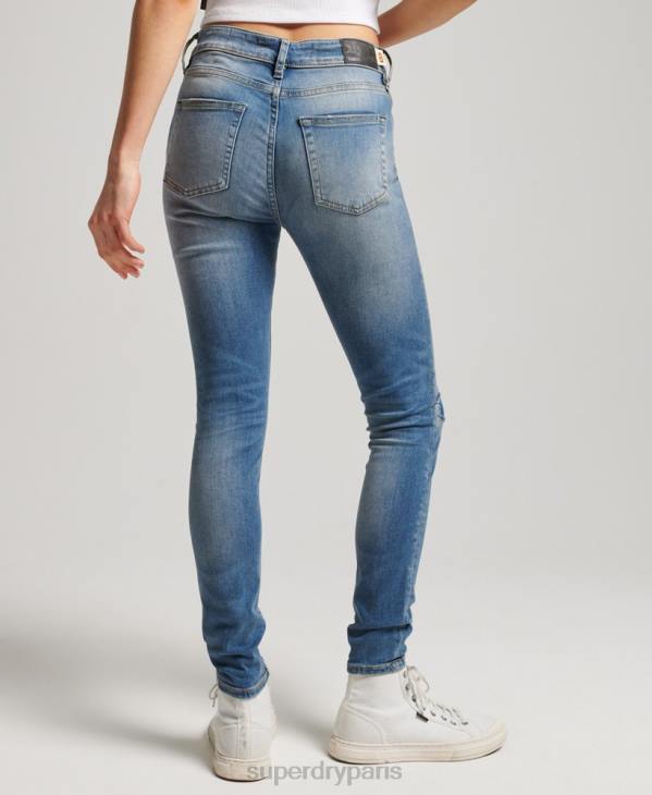 Superdry femmes jean vintage skinny taille mi-haute en coton bio D64Z3890 vêtements bleu foncé