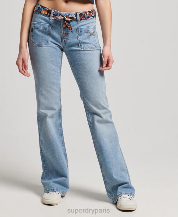 Superdry femmes jean vintage slim flare taille basse en coton bio D64Z3863 vêtements bleu