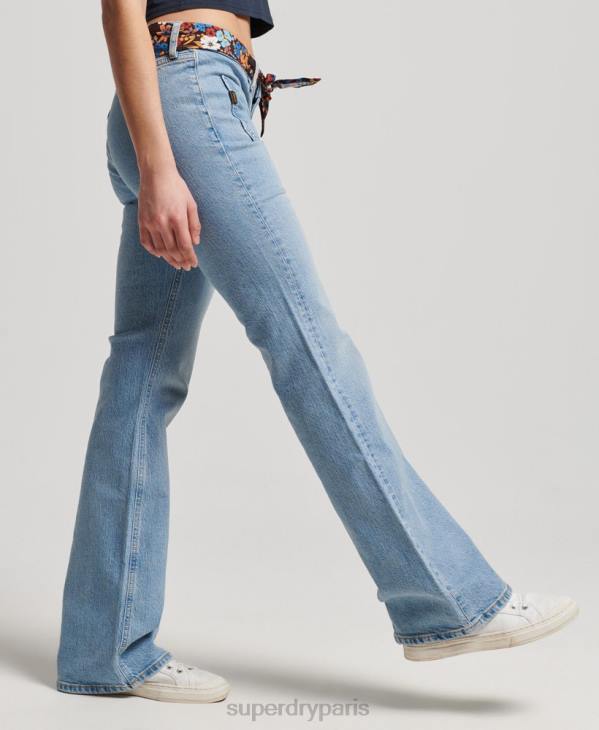 Superdry femmes jean vintage slim flare taille basse en coton bio D64Z3863 vêtements bleu