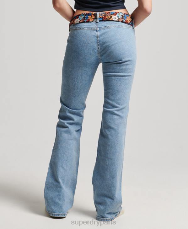 Superdry femmes jean vintage slim flare taille basse en coton bio D64Z3863 vêtements bleu