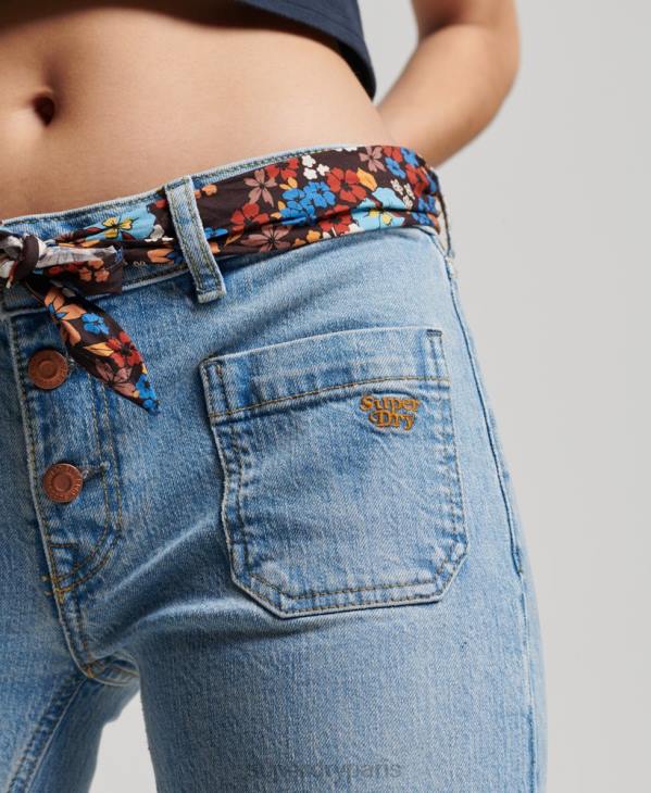 Superdry femmes jean vintage slim flare taille basse en coton bio D64Z3863 vêtements bleu