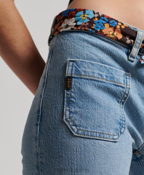Superdry femmes jean vintage slim flare taille basse en coton bio D64Z3863 vêtements bleu