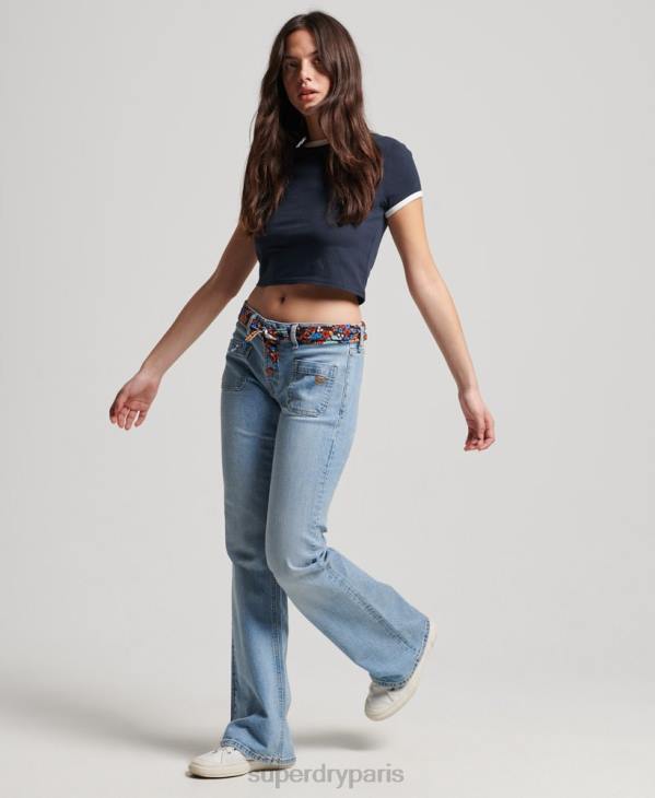 Superdry femmes jean vintage slim flare taille basse en coton bio D64Z3863 vêtements bleu