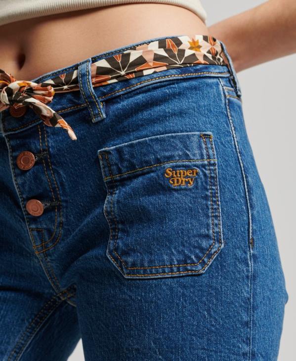 Superdry femmes jean vintage slim flare taille basse en coton bio D64Z3893 vêtements bleu foncé