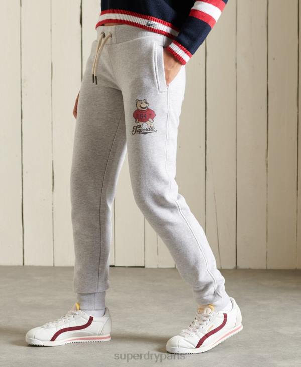 Superdry femmes joggeurs collégiaux D64Z3934 vêtements gris clair