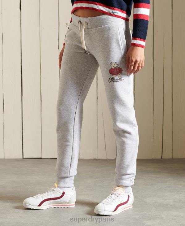 Superdry femmes joggeurs collégiaux D64Z3934 vêtements gris clair