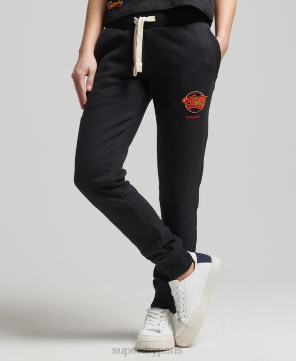 Superdry femmes jogging universitaire vintage D64Z6571 vêtements noir