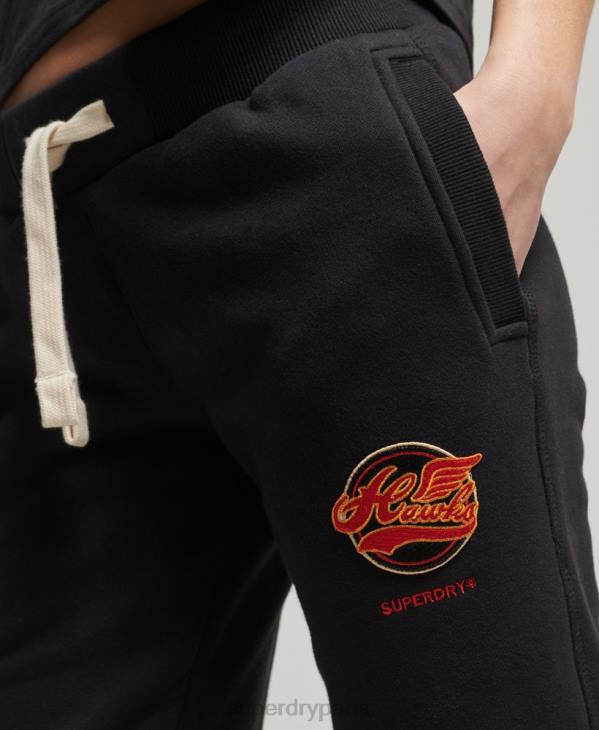 Superdry femmes jogging universitaire vintage D64Z6571 vêtements noir