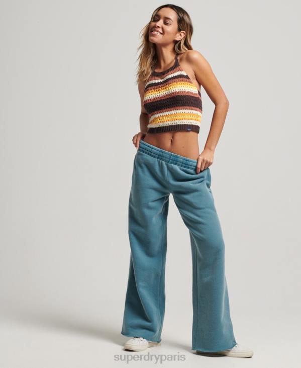 Superdry femmes laver les joggings droits D64Z3935 vêtements turquoise