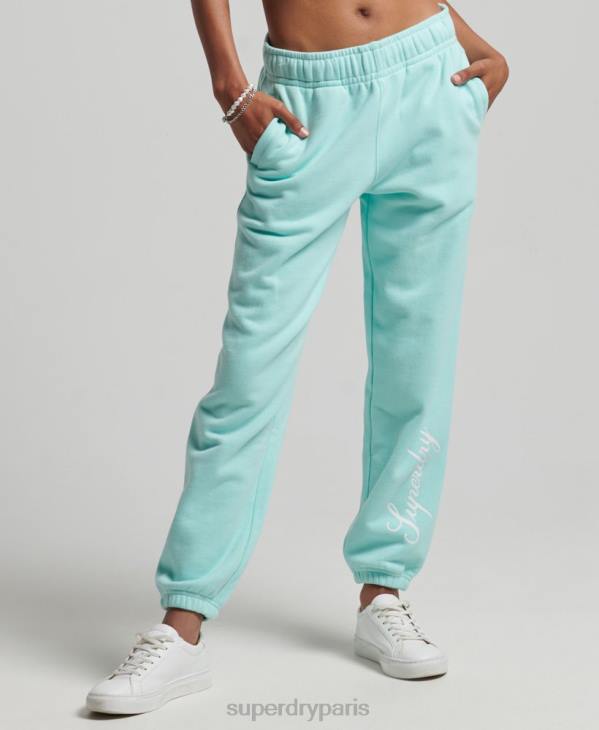 Superdry femmes pantalon de jogging boyfriend à imprimé script D64Z6591 vêtements bleu