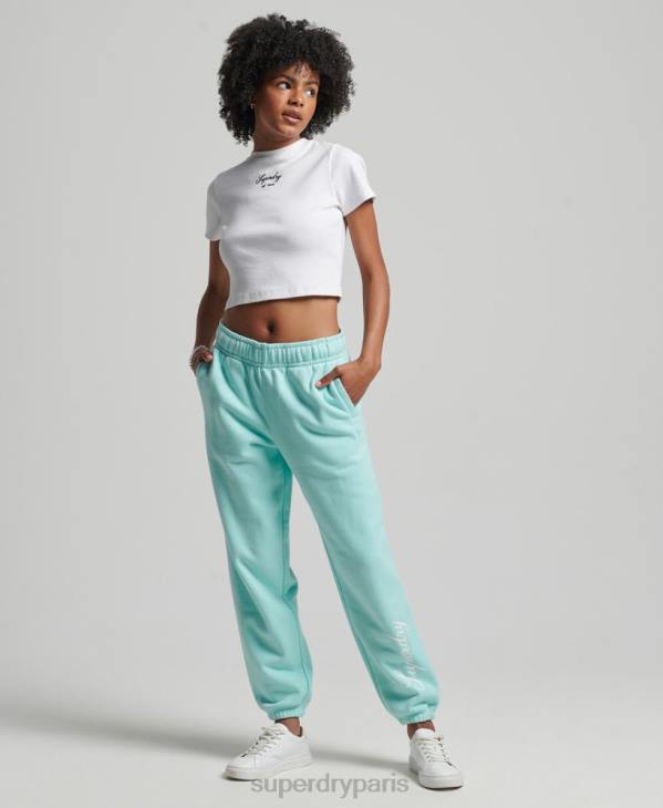 Superdry femmes pantalon de jogging boyfriend à imprimé script D64Z6591 vêtements bleu