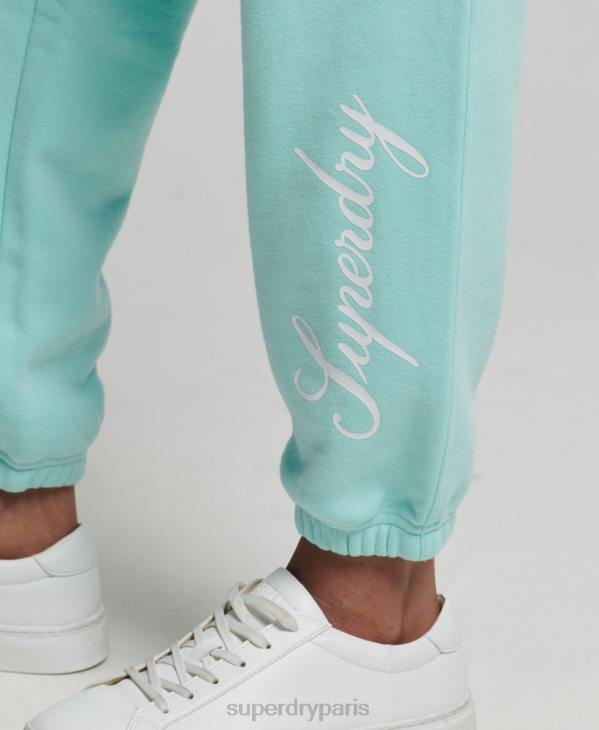 Superdry femmes pantalon de jogging boyfriend à imprimé script D64Z6591 vêtements bleu