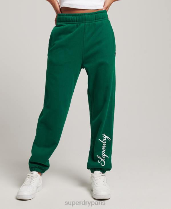 Superdry femmes pantalon de jogging boyfriend à imprimé script D64Z6685 vêtements vert