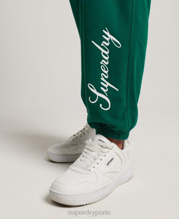 Superdry femmes pantalon de jogging boyfriend à imprimé script D64Z6685 vêtements vert