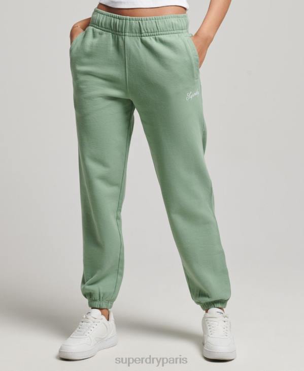 Superdry femmes pantalon de jogging brodé boyfriend héritage D64Z6594 vêtements vert